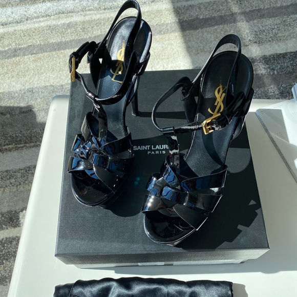 Saint Laurent TRIBUTE PLATFORM SANDALS PATENT US 6 - Picture 6 of 16